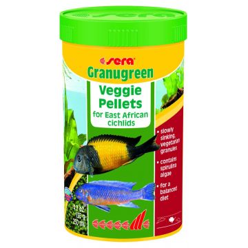 SERA Granugreen - Hrană pelete pentru ciclide erbivore 250ml