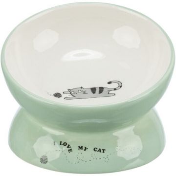 Trixie, castron ceramic ridicat ergonomic, verde, 0.15 L/ 13 cm