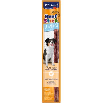 VITAKRAFT Delicatese pentru câini Beef Stick LOW FAT cu Curcan, 1 bucată, 12g