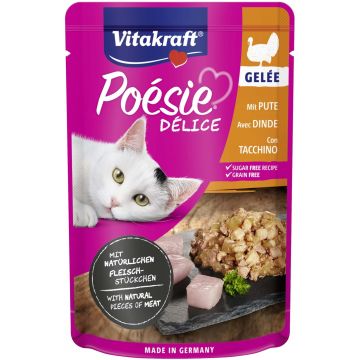 VITAKRAFT Poesie Delice Gelee Plic pentru pisici, cu Curcan în Aspic 85g