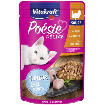 VITAKRAFT Poesie Delice Sauce JUNIOR Plic pentru pisicuţe, cu Curcan în Sos 85g