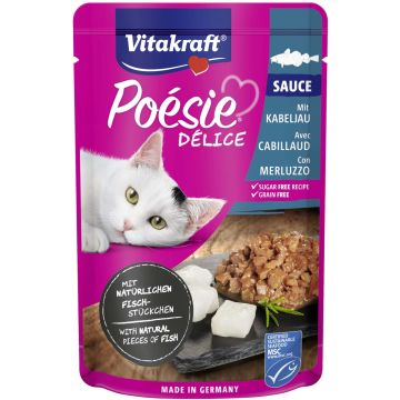 VITAKRAFT Poesie Delice Sauce Plic pentru pisici, cu Cod în Sos 85g