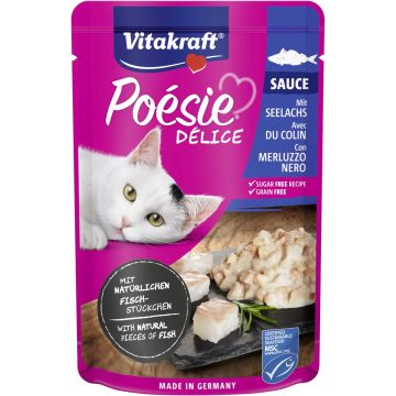 VITAKRAFT Poesie Delice Sauce Plic pentru pisici, cu Cod Negru în Sos 85g