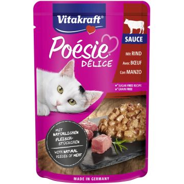 VITAKRAFT Poesie Delice Sauce Plic pentru pisici, cu Vită în Sos 85g
