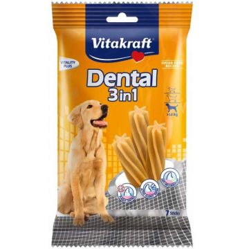 VITAKRAFT Recompensă pentru câini Dental 3-în-1, M (câini peste 10kg), 180g