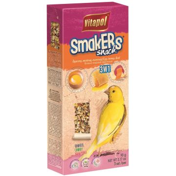 VITAPOL Smakers Snacks pentru canari Mix 3-în-1 (ou, fructe, miere) 85g