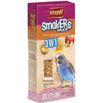 VITAPOL Smakers Snacks pentru peruşi Mix 3-în-1 (ou, fructe, miere) 130g