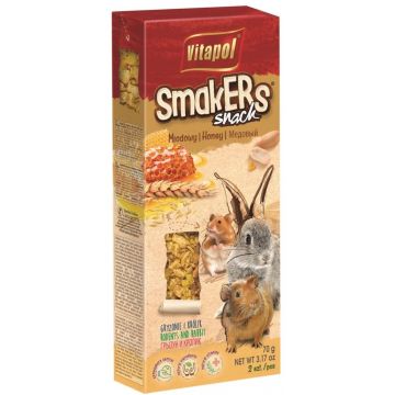VITAPOL Smakers Snacks pentru rozătoare Miere, 2 bucăţi, 90g