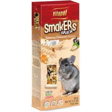 VITAPOL Smakers Snacks pentru şinşila Fructe şi Alune, 2bucăţi, 90g
