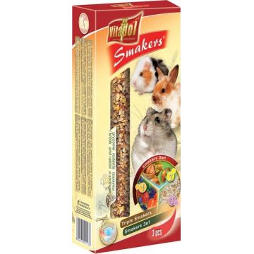 VITAPOL Smakers Snacks pt rozătoare MIX 3-în-1 Nuci, Fr. Pădure, Popcorn 120g