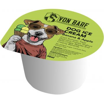 VON BARF Îngheţată pentru câini, cu Banane şi Mere, 90ml