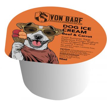 VON BARF Îngheţată pentru câini, cu Vită şi Morcov 90ml