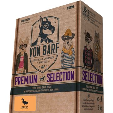 VON BARF Premium Selection Raţă, hrană crudă congelată pentru câini 8x250g