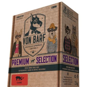 VON BARF Premium Selection Vânat, hrană crudă congelată pentru câini 8x250g