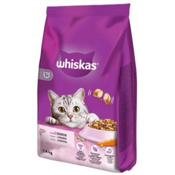 WHISKAS Hrană uscată pentru pisici Adulte, cu Somon 1,4kg