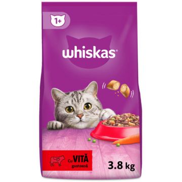 WHISKAS Hrană uscată pentru pisici Adulte, cu Vită