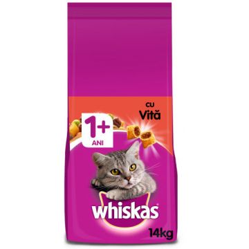 WHISKAS Hrană uscată pentru pisici Adulte, cu Vită