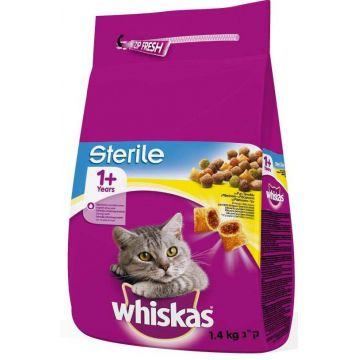 WHISKAS Sterile Hrană uscată pentru pisici Adulte sterilizate, cu Pui