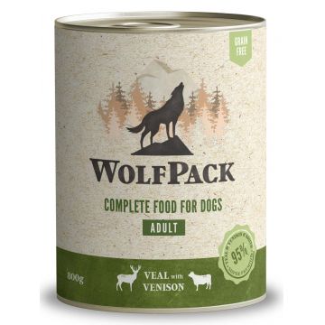 WOLFPACK Adult Viţel/Vânat, Hrană umedă pentru câini adulţi
