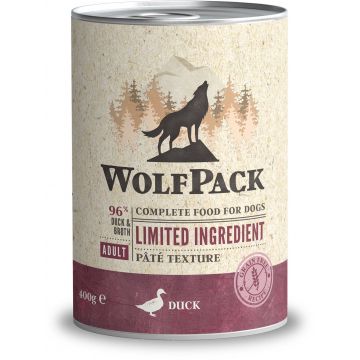 WOLFPACK Conservă pentru câini, cu număr limitat de ingrediente, Raţă