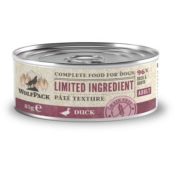 WOLFPACK Conservă pentru câini, cu număr limitat de ingrediente, Raţă
