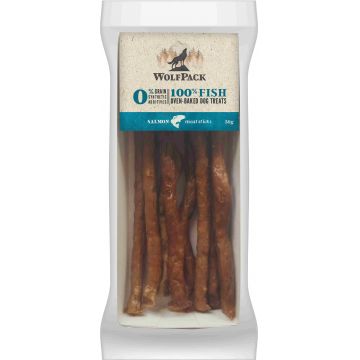 WOLFPACK Recompensă pentru câini, meat sticks cu 100 % somon 50 g