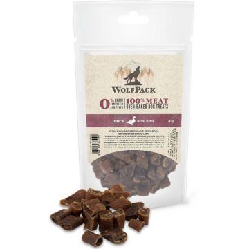 WOLFPACK Recompensă pentru câini, Mini Bites raţă 85g