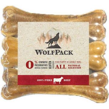 WOLFPACK Recompensă pentru câini, Os presat Piele cu Burtă Vită