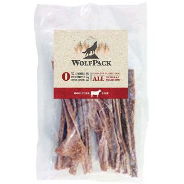 WOLFPACK Recompensă pentru câini Uger de Vită, fâşii, 100g