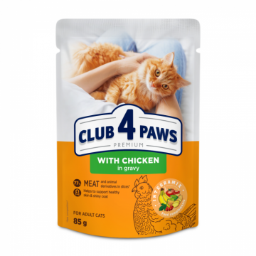 Club 4 Paws, Hrana umeda pentru pisici, pui in sos, 24x85g