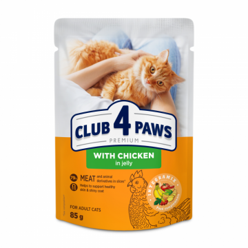 Club 4 Paws, Hrana umeda pisici, pui in jeleu, 24x85g