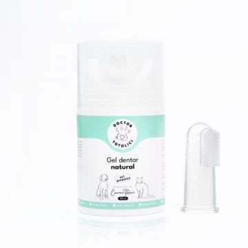 Gel dentar natural pentru caini si pisici Doctor Totolici, 50 ml + periuta tip degetar din silicon