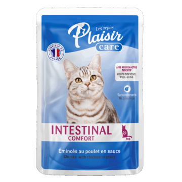 Hrana umeda pentru pisici Plaisir Intestinal Confort, Pui in sos, 12 x 85g