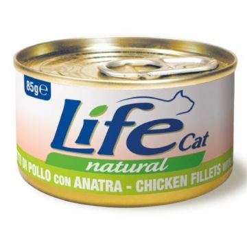 Hrana Umeda Pisici, Life Cat, File de Pui & Rata, 85 g