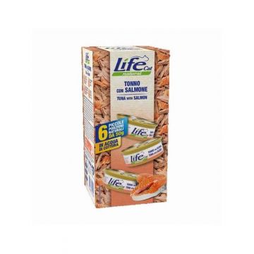 Hrana Umeda Pisici, Life Cat, Ton & Somon Multipack, 6x50 g