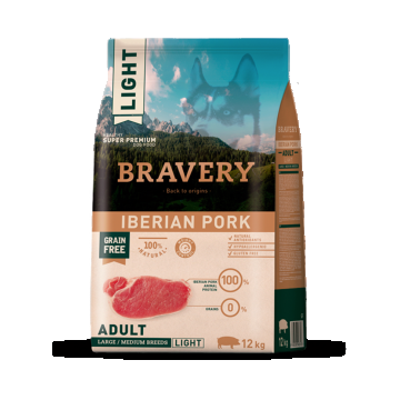 Hrana Uscata Caini, Bravery Dog, Large-Medium Adult, Porc Iberic, 12 kg