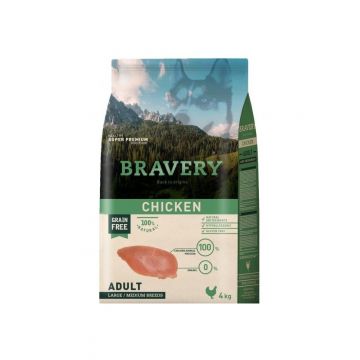 Hrana Uscata Caini, Bravery Dog, Large-Medium Adult, Pui, 4 kg