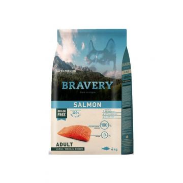 Hrana Uscata Caini, Bravery Dog, Large-Medium Adult, Somon, 4 kg