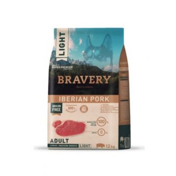 Hrana Uscata Caini, Bravery Dog, Large-Medium Light Adult, Porc Iberic, 12 kg