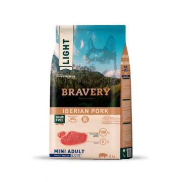 Hrana Uscata Caini, Bravery Dog, Light Mini Adult, Porc Iberic, 2 kg