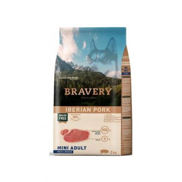 Hrana Uscata Caini, Bravery Dog, Mini Adult, Porc Iberic, 2 kg