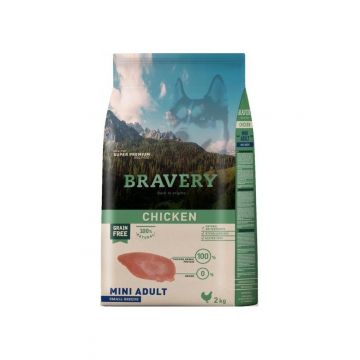 Hrana Uscata Caini, Bravery Dog, Mini Adult, Pui, 2 kg