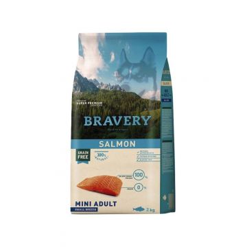 Hrana Uscata Caini, Bravery Dog, Mini Adult, Somon, 2 kg