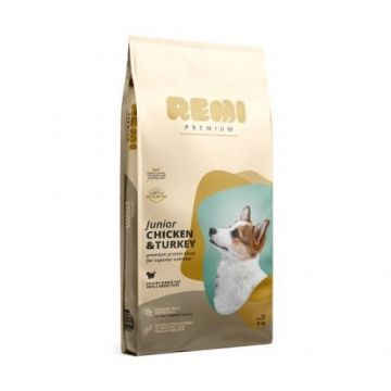 Hrana Uscata Caini, Remi Premium Junior Small Breed cu Pui si Curcan, 8 kg