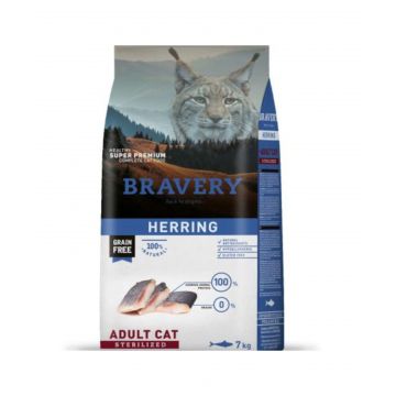 Hrana Uscata Pisici, Bravery Adult Cat Sterilised, Hering, 7 kg
