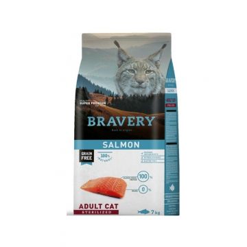 Hrana Uscata Pisici, Bravery Adult Cat Sterilised, Somon, 7 kg