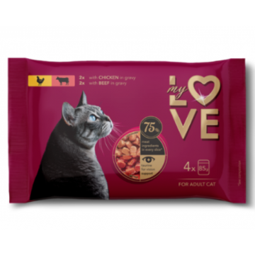 My Love Pisica Plic Mix Pui Si Vita 4 X 85 g