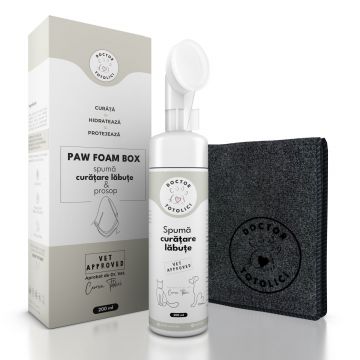 Set spuma curatare labute fara clatire + prosop microfibra Doctor Totolici, 200 ml