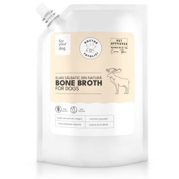 Supa de oase de elan salbatic pentru caini Doctor Totolici, cu dop resigilabil, 350 ml
