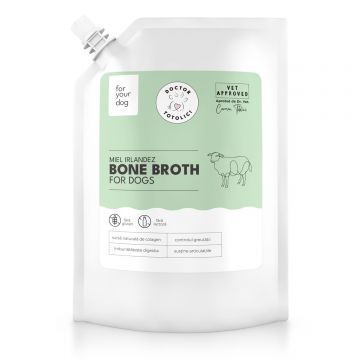 Supa de oase de miel irlandez pentru caini Doctor Totolici, cu dop resigilabil, 350 ml